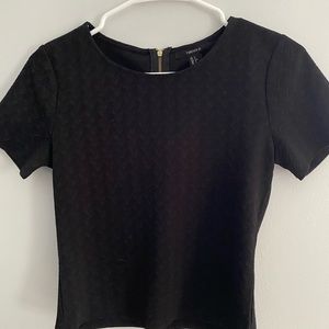 black semi cropped shirt